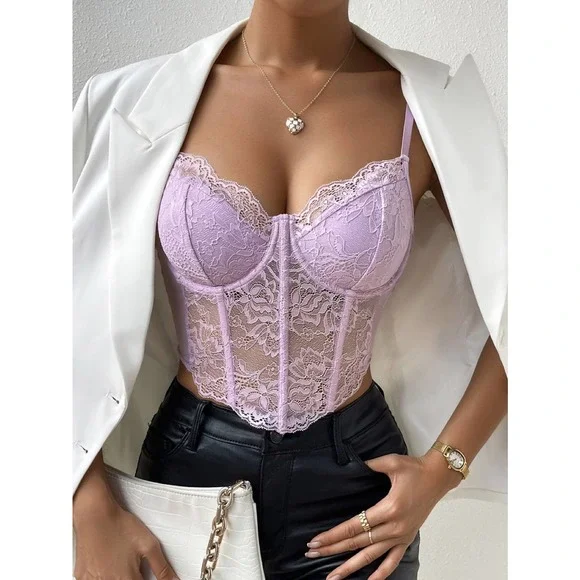 Lace Bustier Cami crop Top white - Picture 11 of 11